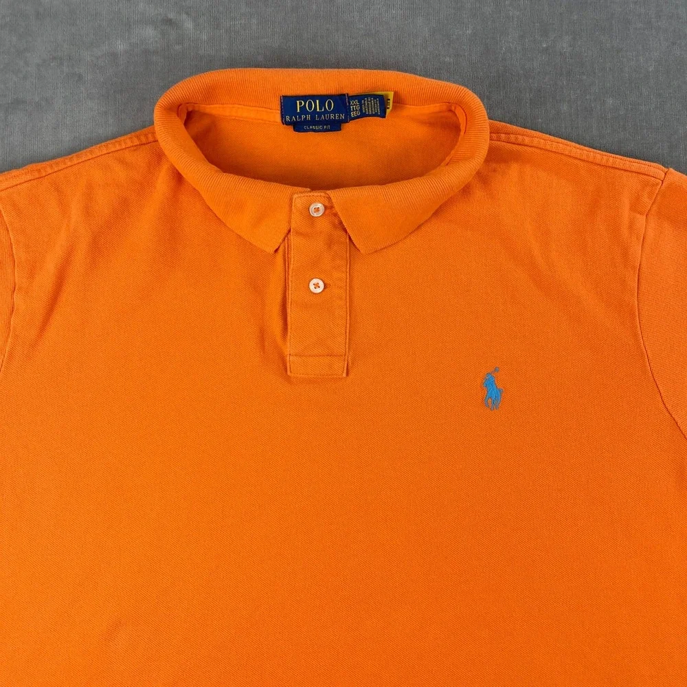 Polo Ralph Lauren Mens XXL Orange Short Sleeve Classic Fit Pique Polo Shirt
